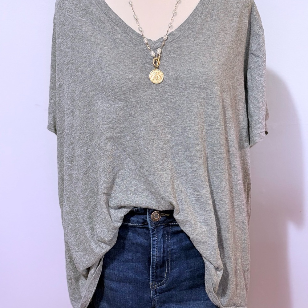 Ava & Viv Gray Oversized Short Sleeve T-Shirt